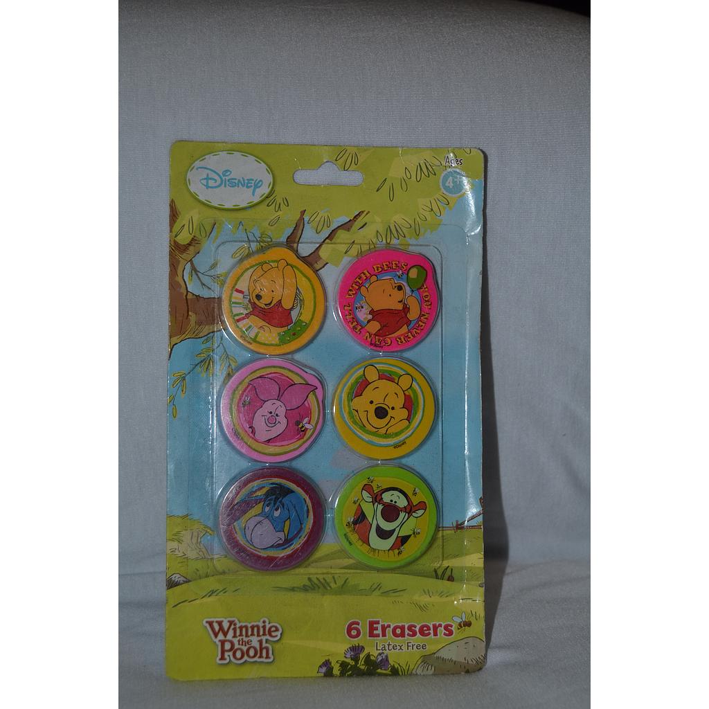 Disney Pooh Bear Erasers 6 piece